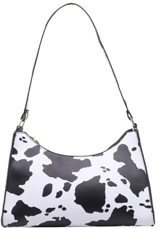 Umhängetasche Damen Handtasche, Umhängetasche Tasche, y2k Shoulder Bag, 90er Jahre Umhängetasche Damen, Handtasche Vintage für Frauen Dating Reisen Party Einkaufe (Milchvieh)