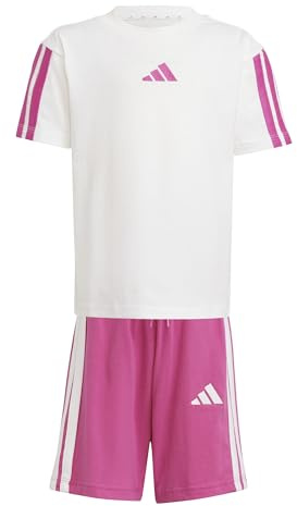 adidas Unisex Kinder ESSENTIALS T-SHIRT SET, white/semi lucid fuchsia, 4-5 Years