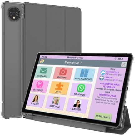 FACILOTAB - Tableta Senior Simple e intuitiva, Ideal para Personas Mayores, Gran Pantalla táctil Adecuada, cámara Frontal y Trasera, conexión WiFi y 4G, Color Negro - Modelo T80