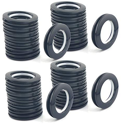 SUYUKUFU Oeillets Rideaux à Clipser 40 mm, Lot de 32 Noir Anneaux Rideau | Plastique ABS, clipsage rapide pour rideaux romains de fenêtre, douche ou stores; diamètre intérieur 40 mm.