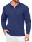 COOFANDY Herren Pullover Half Zip Pullover mit Hemdkragen Strick Freizeit Basic Polo Langarmshirt Blau XL