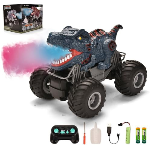 Doahurry Monstertruck Ferngesteuerts Auto ab 3 4 5 6 7 Jahre, Dinosaurier Spielzeug, RC Auto Monster Truck Ferngesteuert Dino Spielzeug,Musik,Led-Lichter,Outdoor Spielzeug Geburtstag für Jungen (Blau)