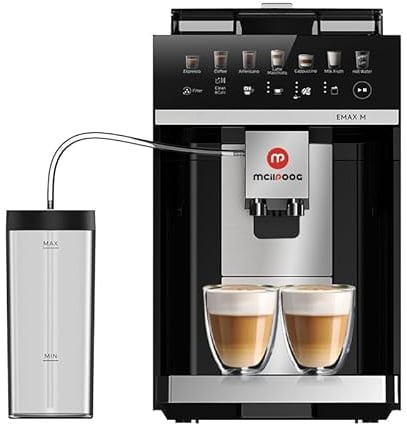 Mcilpoog M3 super automatic coffee machine with 15Bar pressure, espresso machine can make 7 kinds of drinks with one click of bean flour, easy to clean and easy to clean (Black)