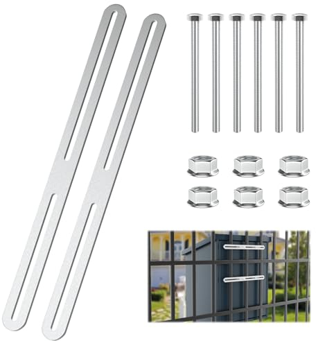 Alftek Lot de 2 kits de fixation pour boîte aux lettres de clôture - 360 x 24 mm - Fixation de boîte aux lettres pour fixation de boîte aux lettres sur les portails ou les clôtures - Avec 6 vis M5 -