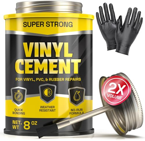 Pegamento de vinilo de cemento de 8 onzas, no quebradizo, cero encogimiento y sellado hermético, adhesivo de cemento de contacto para inflables, piscinas, tablas de remo, revestimientos de estanques y