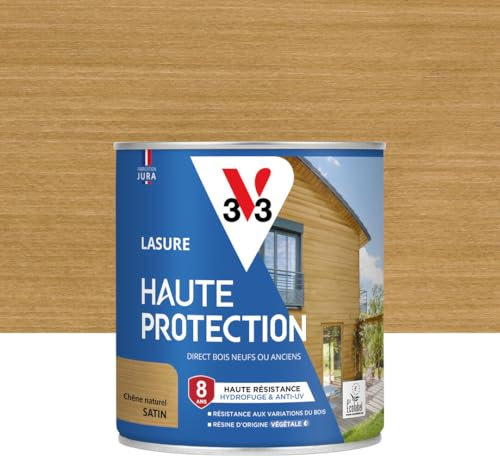 V33 Vernice per legno esterno rovere naturale satinato, alta protezione 8 anni, alta resistenza idrorepellente e UV, resistente alle variazioni del legno, ecolabel, resina di origine vegetale, 0,75 l