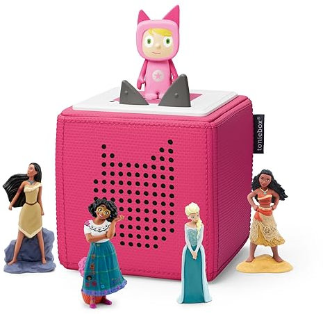 Toniebox Extrapack – Toniebox Starterset Pink mit Kreativtonie + 4 x Disney Heldinnen Hörfiguren, Audioplayer für Hörbücher und Lieder, kabellose Musikbox mit Disney Hörspiel für Kinder ab 3 Jahren