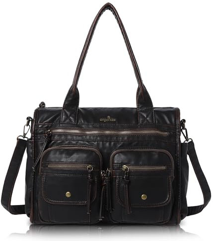 Angel Kiss Geldbörsen und Handtasche für Damen, weiches Leder, Hobo-Tasche, Umhängetasche, Umhängetasche für Damen, Kaffee