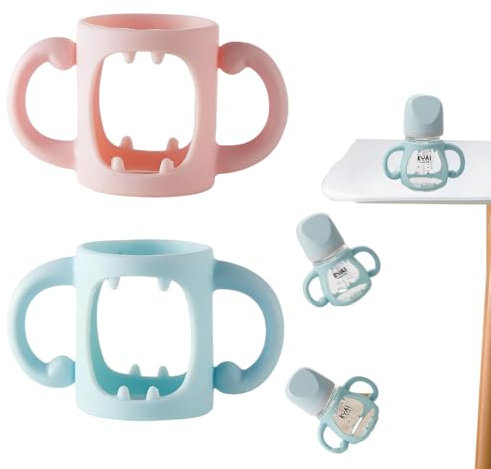 XUZOPIM 2 Pièces Poignées De Biberon À Col Large, Poignée De Biberon En Silicone, Poignées De Biberon En Silicone, Poignée Pour Porte-Biberon, Poignée De Biberon Universelle