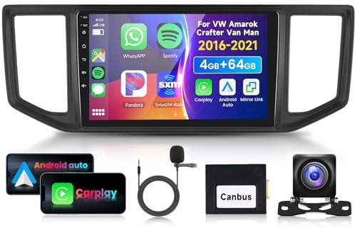 4G&64G 10.1 Autoradio Für VW Amarok Crafter Van Man 2016-2021 mit Carplay Android Auto Wireless,1280 * 720,Touchscreen Bluetooth HiFi/RDS/FM Radio,WiFi Navi/AHD Rückfahrkamera