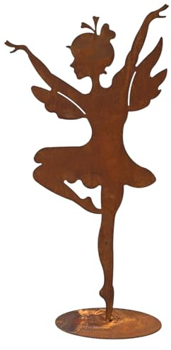 Bornhöft Edelrost Figur Mädchen, Fee, Ballerina – Rostige Gartendeko, Metall Silhouette, Vintage Deko für Garten & Terrasse, Wetterfest XXL 60cm