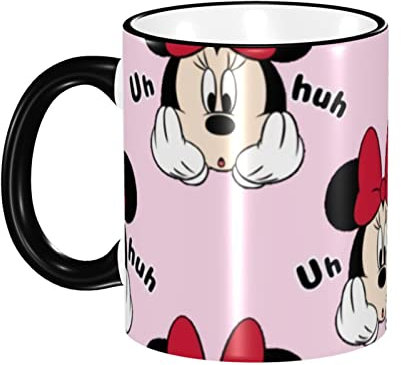 YINGD Tazza di Topolino Minnie Anime Resistente al Calore Resistente al Freddo Grande Capacità 330ml Tazza di Caffè Ceramica Tazza di Colazione in Ceramica Leggero Regalo di Compleanno Nero cv100