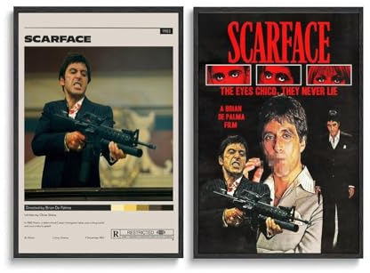 KUNYOS Scarface-Poster, ungerahmt, klassisch, Vintage-Film-Poster, Leinwand, 30 x 45 cm, Stil 8, 2 Stück