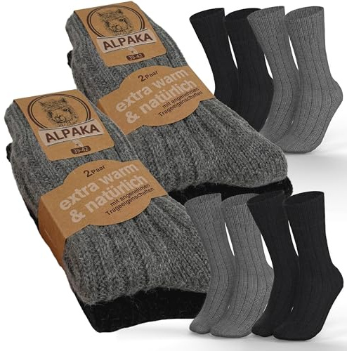 MEDOLY Alpaka Socken (4 Paar) THERMO Wintersocken mit Alpaka- & Schafwolle für Damen & Herren warme Wollocken