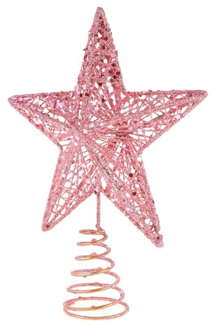 GALPADA Decorazione Stella in Ferro Battuto per Albero Natale Rosa Antico 20 CM Punta Albero per Casa e Ufficio