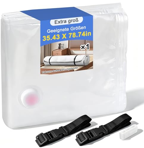 YIYICO Vakuumbeutel für Matratzen Mattress Vacuum Bag Matratzenhülle 90x200 | Vakuumierbeutel Matratze Vakuum Matratzentasche mit Spanngurte für Umzug Schaumstoff Gel Latexmatratzen