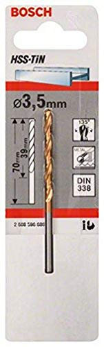 Bosch 2 608 596 686 - Brocas para metal HSS-TiN, DIN 338 - 3,5 x 39 x 70 mm (pack de 1)
