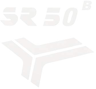Schriftzug (Folie) SR50 B weiß für Knieblech - für Simson SR50
