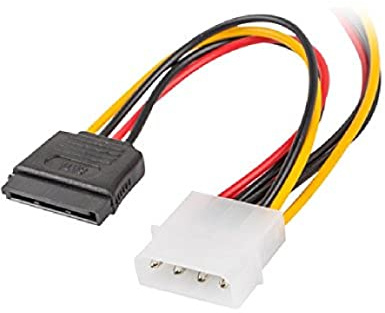 Lanberg CA-HDSA-11CU-0015 Molex (4Pol) Stecker auf Sata (15Pol) Buchse 2X Netzkabel, 15 cm Mehrfarbig