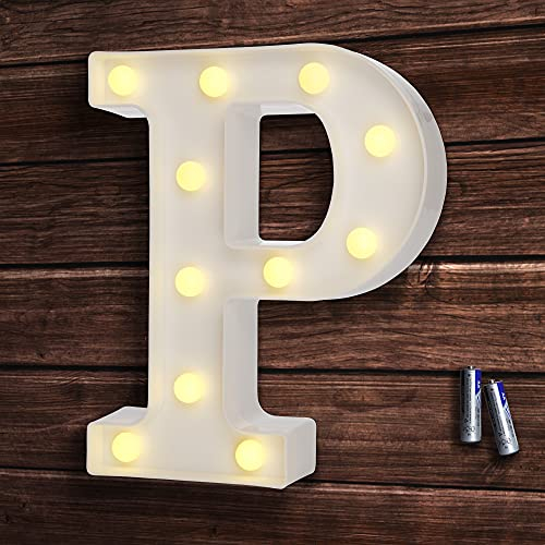 bemece LED Buchstabe Lichter Alphabet, LED Brief Licht, Led dekoration für Geburtstag Party Hochzeit & Urlaub Haus Bar - Buchstabe P
