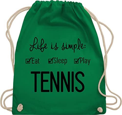 Turnbeutel Rucksack - Tennisspieler Geschenk - Life is simple Tennis - Unisize - Grün - für tennisfans tennisrucksäcke sport stoffrucksack tennistasche 25. geburtstag stoffbeutel tennistaschen