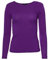 Easy Young Fashion - Damen Basic Rundhals Shirt - Langarm Unterziehshirt - Skinny Fit 1093 - Violett L