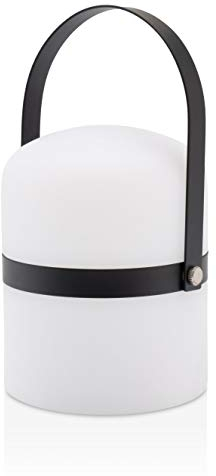 LUUK LIFESTYLE Pequeña linterna LED con asa, recargable por USB y resistente al clima IP44, decoración elegante para apartamento y casa, en negro