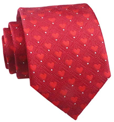 Elfeves Moderne Herren-Krawatte mit Schottenkaro, kariert, Vichy-Muster, gewebte Krawatte, Rotes süßes Herz, Einheitsgröße