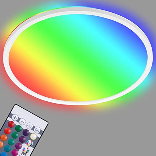 BRILONER Leuchten - LED Panel, Deckenleuchte dimmbar, Deckenlampe, RGB, Farbsteuerung, Backlight, inkl. Fernbedienung, 22 Watt, 2.700 Lumen, 4.000 Kelvin, Weiß, Ø 42cm