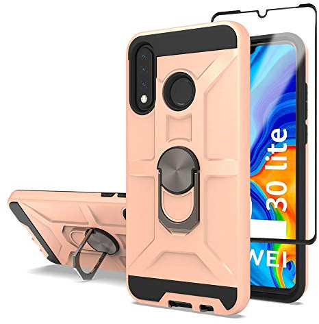 Cuoqing Huawei P30 Lite Case, P30 Lite New Edition Case, P30 Lite Cases With 1 Screen Protector, Silicone Shockproof Hard Protective Phone Cover for Huawei P30 Lite