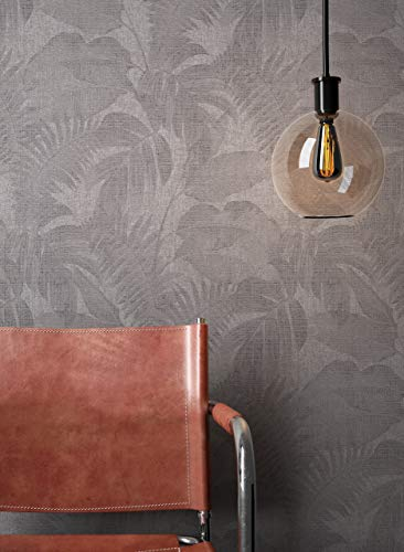 NEWROOM Tapete Grau Vliestapete Dschungel - Blumentapete Floral Braun Taupe Blätter Palmen Mustertapete Modern Urwald Palmenblätter inkl. Tapezier-Ratgeber