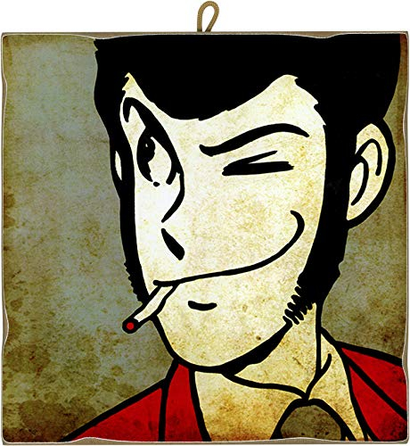 KUSTOM ART Bild im Vintage-Stil, Comic-Serie Lupin III: Lupin aus der Kollektion, Laserdruck auf Holz, hohe Qualität, Made in Italy, Geschenkidee