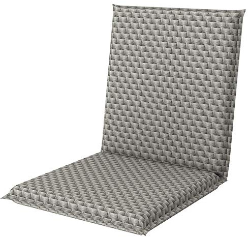 Doppler Auflage Niederlehner Living Grau Rattan I Gartenstuhl-Polster 100x48x6cm aus Baumwolle & Polyester I Sitzauflage weich & bequem I Sitzkissen zum Festbinden an Gartenstuhl