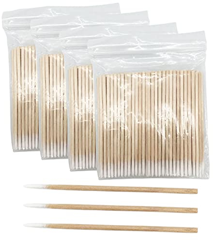 Qiuyan 400pcs Microblading Cotton Swab with Wood Handle Small Pointed Tip Head for Eyebrow Tattoo Beauty Make-up Color Nail Seam Dedicated Dirty Picking Sticks
