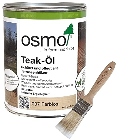 Osmo Teak-Öl 007 750 ml, Farblos Terrassen-Öl Einfach aufzufrischen, kein Schleifen und keine Grundierung notwendig