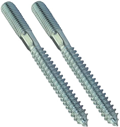 AERZETIX - C44771 - Lot de 2 vis à double filetage - goujon - patte à vis - métal/bois avec ou sans cheville - Ø10x100mm - en acier zingué - couleur argent