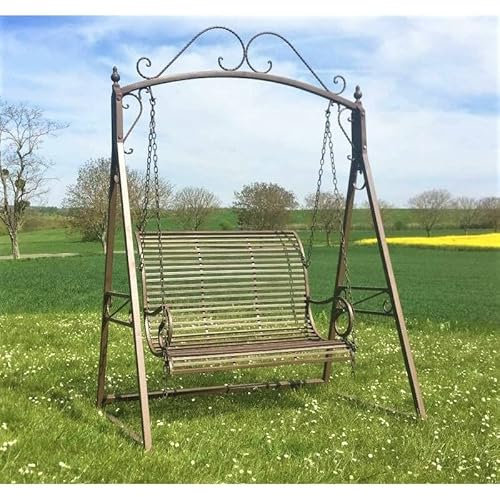 Große Hollywoodschaukel Léonie Schaukel 2-3-Sitzer Gartenmöbel aus braunem Eisen, 108 x 165 x 240 cm