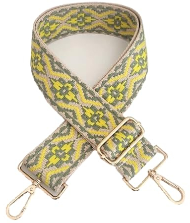 PTNKUIIY Verstellbarer Schulterriemen 5CM, 80-130cm Bunt Taschengurt Schultergurt Ersatzgürtel Tragegurt Umhängegurt für Handtaschen für Damen Herren, Mädchen DIY Zubehör für Tasche,Gelb Grün