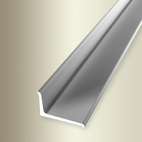 PROVISTON | Abschlussprofil | Breite: 18 mm | Höhe: 12 mm | Länge: 2700 mm | Aluminium eloxiert | Wandabschlussprofil | Glatt | Drehbar | Silber | Selbstklebend