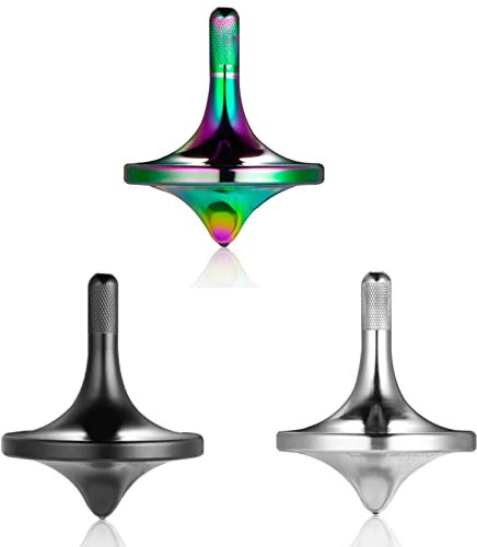 Metall Edelstahl Kreisel, gut gestaltetes EDC Dekompressions Spielzeug, perfekt ausbalanciert und sanftes Rollen, hilft, Stress und Angst abzubauen (S, 3PCS Schwarz+Silber+Bunt)