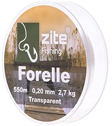 Zite Fishing Angelschnur Forelle Monofil - Forellenschnur Angeln Transparent 0,20mm 550m - Angelsehne Forellenangeln Schnur - Ansitz & Spinnfischen