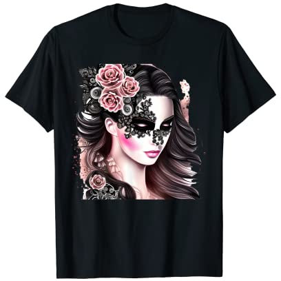 Élégante fleur rose pâle et noire pour femme T-Shirt