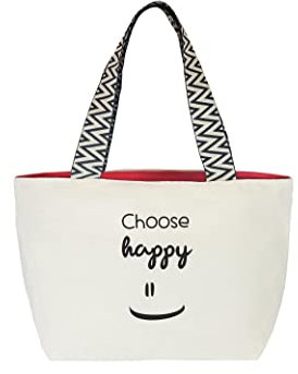 hello-bags. Borsa di tela premium da donna. Include cerniera esterna, tasca interna con cerniera e fodera in stoffa rossa. Confezione regalo. Colore: Écru/Nero. Misure: 50x30 cm.