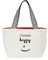 hello-bags. Borsa di tela premium da donna. Include cerniera esterna, tasca interna con cerniera e fodera in stoffa rossa. Confezione regalo. Colore: Écru/Nero. Misure: 50x30 cm.