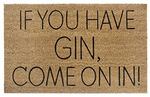 Hanse Home Kokos Fußmatte für Innen - Schmutzfangmatte Natur, Kokosmatte Gin Spruch, Fußabtreter rutschfest für Flur, Terrasse, Eingangsbereich - 45x75cm