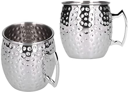 2 Pcs Moscow Mule Mugs, 550 ML En Acier Inoxydable Verres à Bière En Métal Verres à Bière En Cuivre Martelé Moscow Mule Mug Grande Chope à Bière Pour Boissons