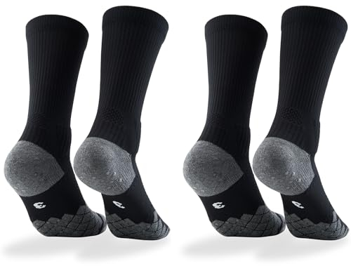 Rutschfeste Fussball Socken Gripsocken mit Noppen 2 Paar 39-42 - Herren Stoppersocken Fussballsocken Anti Rutsch Sportsocken Laufsocken (Schwarz 4)