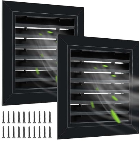 Gisafai 2 rejillas de ventilación de pared de aleación de aluminio de 12 x 12 pulgadas con rejilla de ventilación cuadrada de retorno con tornillos, para ventilación de puertas exteriores, dimensiones