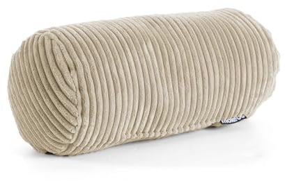 mokebo Nackenrolle mit Cordbezug 'Das Nickerchen', gemütliche Kissenrolle, Zierkissen oder Dekokissen, auch als Sofakissen, Rückenkissen, Lesekissen oder Knierolle in Beige, 17,5x17,5x37 (B/H/T in cm)