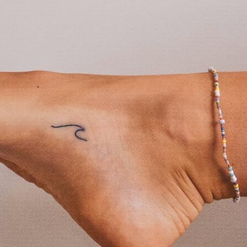 Inkster® Kleine Welle Tattoo | Temporäres Tattoo mit EU-Kosmetikzertifizierung | wasserfest + vegan | revolutionäres 2-Wochen-Tattoo | Fake Tattoos und Klebetattoos für Erwachsene